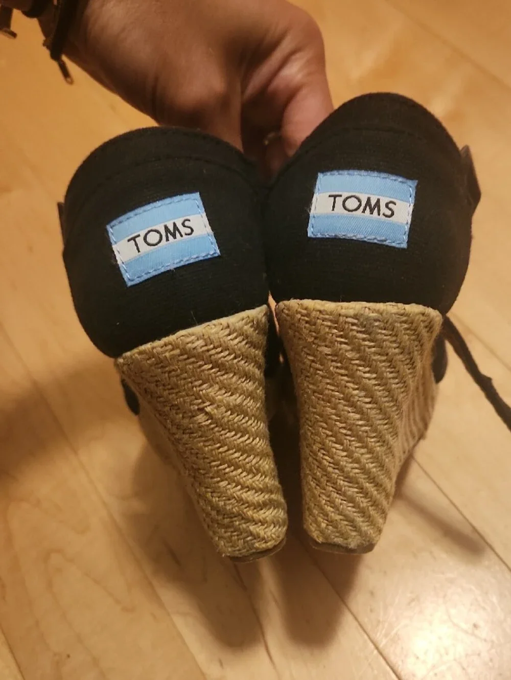 Toms Navy Wedge Espadrille Sandals